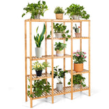 Bamboo Shelf Stand Natural Indoor Outdoor Storage Organizer Rack