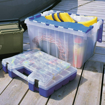 Akro-Mils 12-Gallon Plastic Storage KeepBox with Attached Lid, Clear