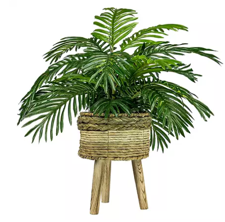 Faux Phoenix Palm Room Decor in Tri-Colored Tripod 32 In Basket Stand