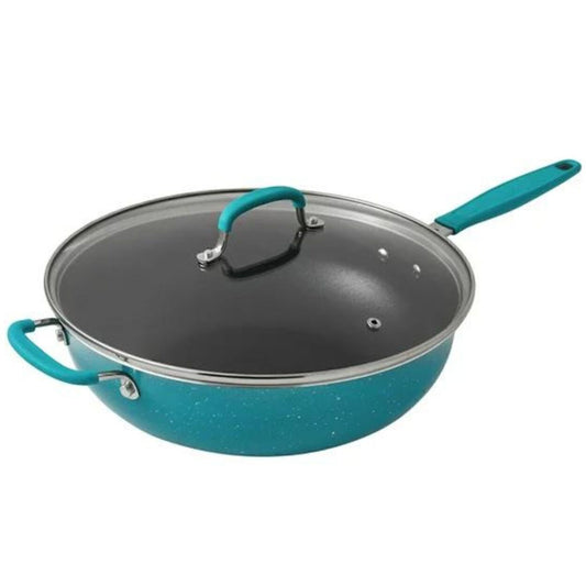 The Pioneer Woman Pan W/ Lid Aluminum 12" Everyday Pan, Teal