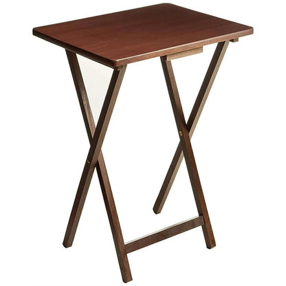 Folding TV Tray Table Lightweight Portable Tray Table- Walnut