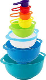 MegaChef's Multipurpose Stackable Mixing Bowl Measuring Cup Set
