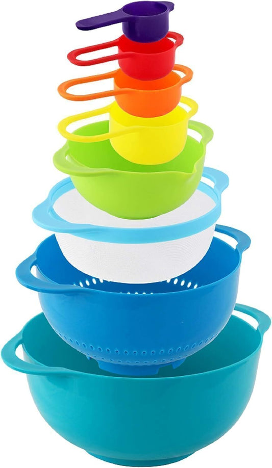 MegaChef's Multipurpose Stackable Mixing Bowl Measuring Cup Set