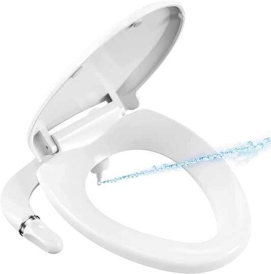 Non-Electric Soft-Close Toilet Seat Slow-Close Self-Cleaning Nozzles
