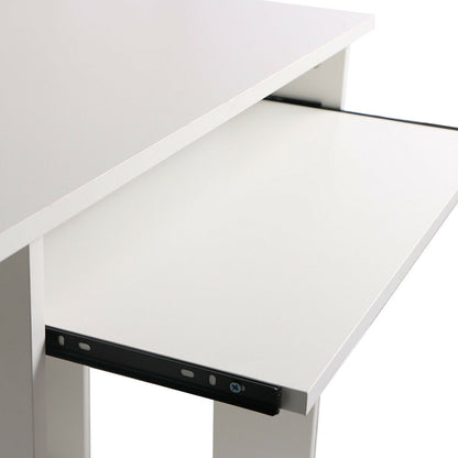 Contemporary White Office Desk with 3-Tier Shelves Workstation