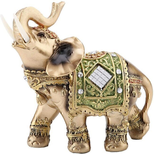 Elephant Statue Lucky Feng Shui Green Elephant Sculpture Decor_Large