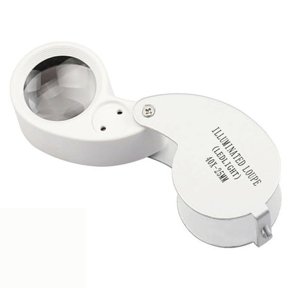 Illuminated Loop Magnifier 40X Folding Glass Eye Loupe W/LED