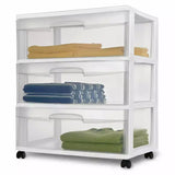 Sterilite Clear Drawers Cart Organizer Storage Wide 3-Drawer Cart
