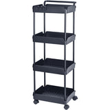 Rolling 4-Tier Utility Cart Basket Storage Trolley W/Handle-Black