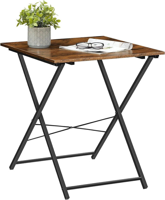 Folding TV Tray Table Wooden Sofa Side Portable Tray Table, Brown