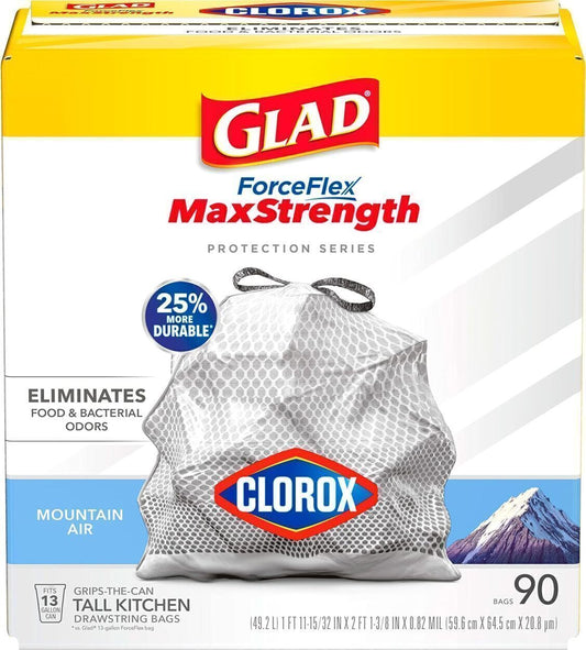 Glad Kitchen Trash Bags 13 Gal Mountain Air Sent Bag, 90 Ct