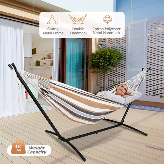 Portable Outdoor Patio Use 2 Person Hammock With Stand & Carrying case