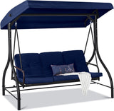 Patio Swing Chair 3-Seat Outdoor Converting Canopy Glider -Blue