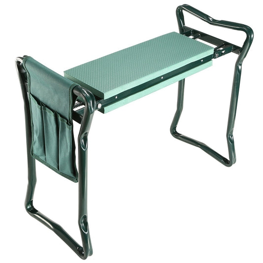 Foldable Garden Kneeler Seat w/ Kneeling Cushion Pad Tools Pouch