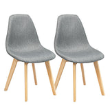 Modern Dining Chair Set Wood Legs Fabric Cushion Seat, Set of 2