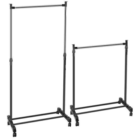 Foldable Clothes Hanger High Adjustable Stand w/ Wheels Storage Shelf