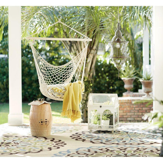 Hammock Cotton Swing Camping Hanging Wooden Patio Beige Rope Chair