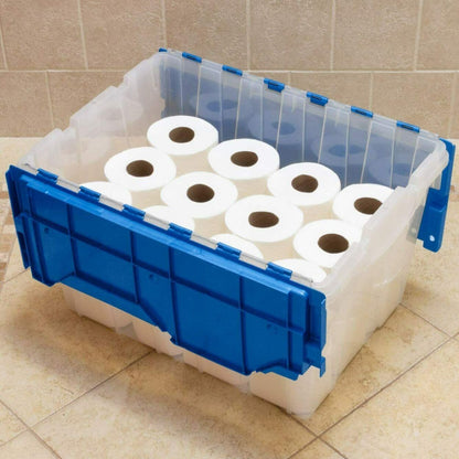 Akro-Mils 12-Gallon Plastic Storage KeepBox with Attached Lid, Clear