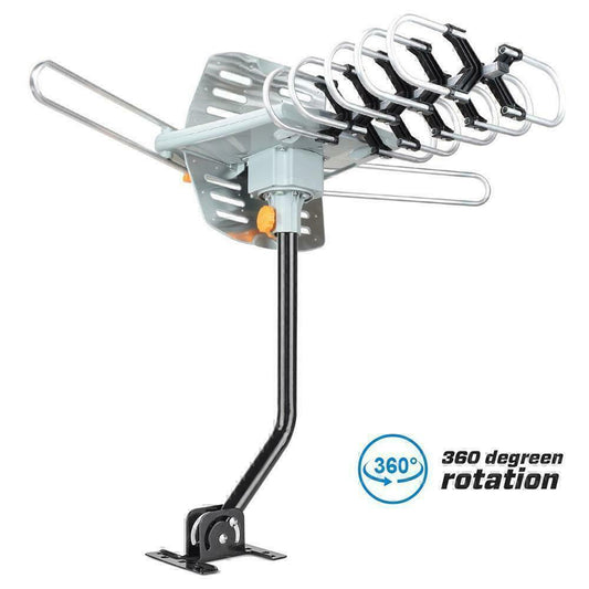 Outdoor HDTV Digital Amplified TV Antenna 990Mile Free Rotation W/Pole