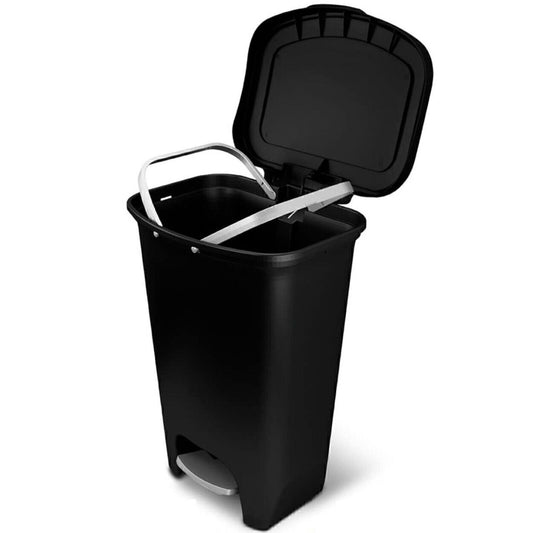 Plastic Step Trash Can Kitchen Foot Pedal Waste Bin, 13 Gal/50L-BLK