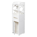 Modern 3 Tier Storage Bathroom Cabinet Wooden Slim Shelf Cupboard Unit