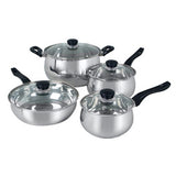 Oster Rametto 8 Piece Stainless Steel Kitchen Cookware Set With Glass