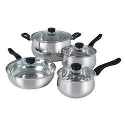Oster Rametto 8 Piece Stainless Steel Kitchen Cookware Set With Glass