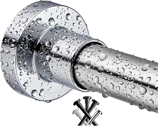 Polished Stainless Steel Shower Curtain Never Rust Tension Rod 43-73in