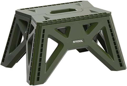 Folding Step Stool Portable Plastic 9.25"H Camping Stool, Green