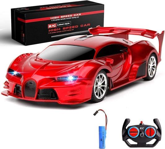 High Speed Vehicle Racing Toys RC Car 1/18 With Led Light, Red