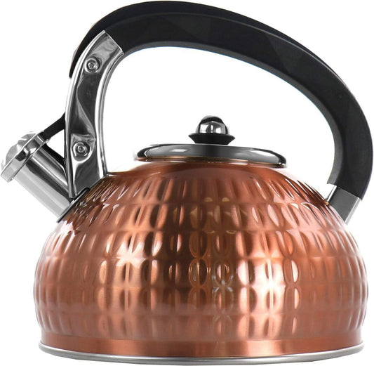 MegaChef 3-L Stovetop Kettle Built-in Whistling Kettle, Copper