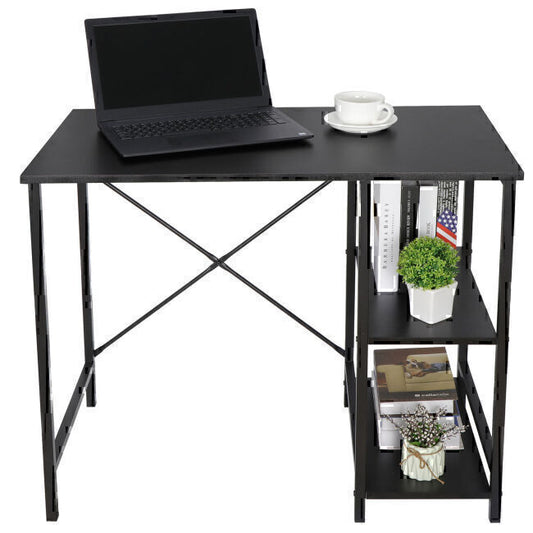 Computer Laptop Desk Workstation Study 2 Tier Shelves Home Office Desk