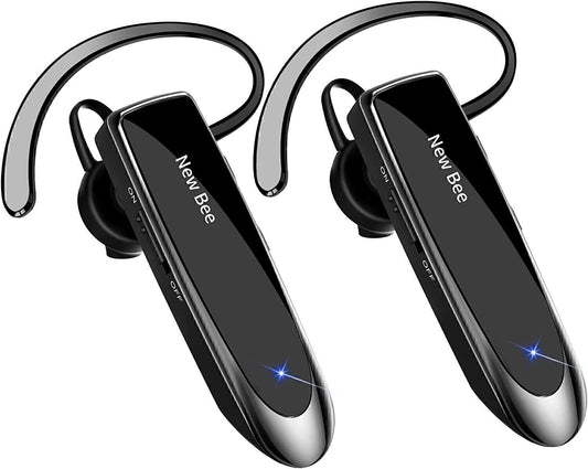 Bluetooth Wireless Handsfree Headset iPhone Android Laptop, 2 Pack