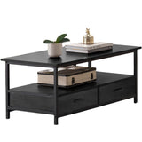 Coffee Table With Drawers 2-Tier Open Shelf Storage Coffee Table