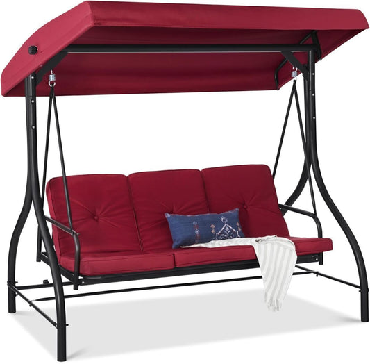 Large Converting Canopy Swing Patio Lounge Chair Flatbed stable Shade