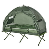 Outdoor Folding Tent Elevated Camping Cot w/Air Mattress Sleeping Bag
