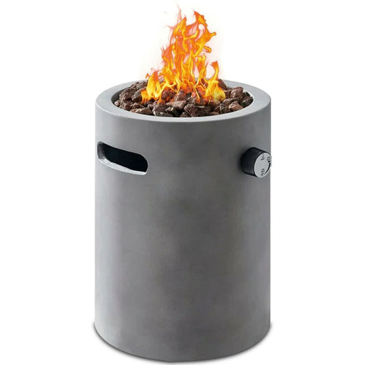 Concrete 10 Inch Round Column 10,000 BTU Portable Gas Fire Pit
