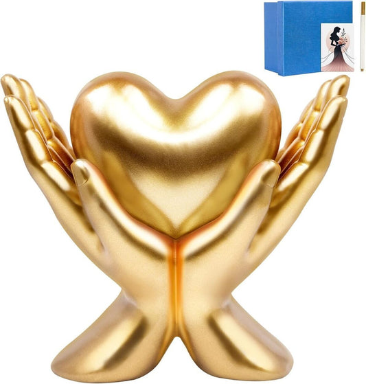 Heart Hand Sculpture Handmade Resin Statue Office Decor, Large.