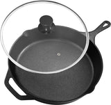 Pre-Seasoned Cast Iron Skillet W/Lid Nonstick Frying Pan-12 inch