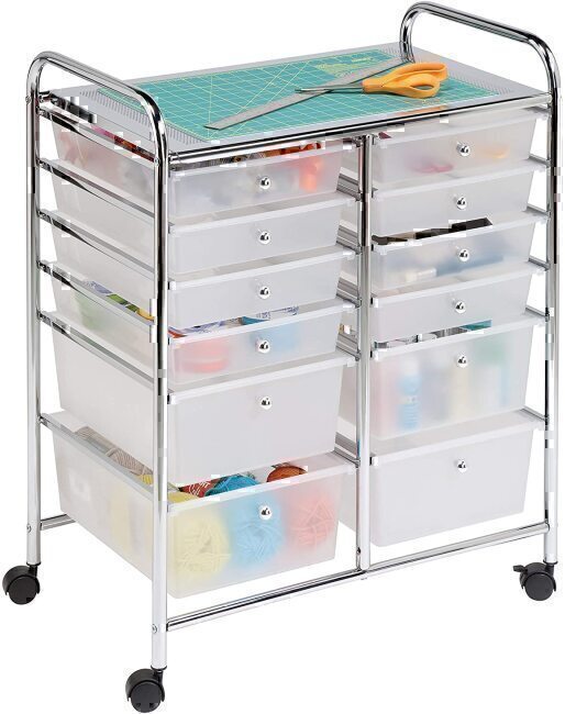 Honey Can Do Rolling Storage Cart and Organizer With 12 Plastic Drawer