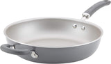 Rachael Ray Deep Frying Pan 12.5" Nonstick Aluminum Skillet-Gray