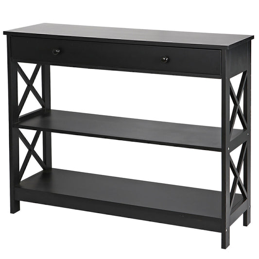 Console Table Huge Space 2-Drawers and Open Shelf Design Console Bench