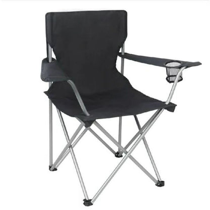 Folding Chair Beach Outdoor Camping Chair W/ Cup Holder, Black