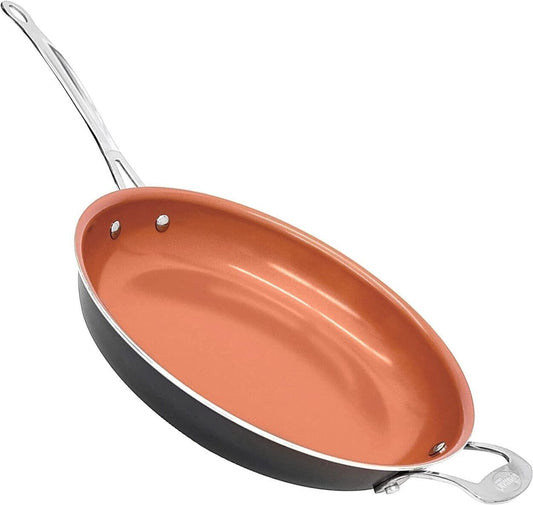 Nonstick Titanium Ceramic Copper Coating Fry Pan Skillet, 14in