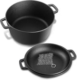 Cast Iron Dutch Oven Pre-seasoned Stock Pot W/Lid Pan Set, 5 Qt