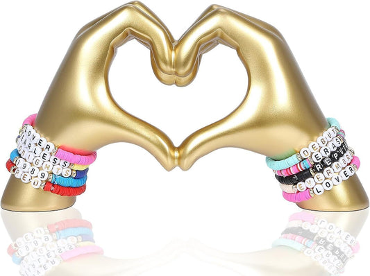 Gold Heart Hand Sculpture Love Heart Resin Office Tabletop Decor