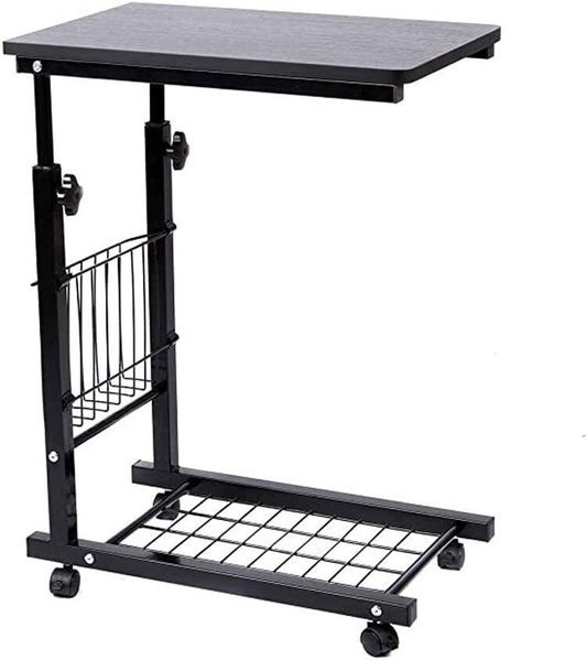 Side Table C-Shaped Rolling TV Tray Sofa Overbed Laptop Bed Desk