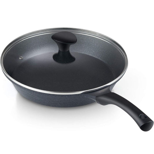 Cook N Home Fry Pan Marble Nonstick Cookware Sauté W/Lid, 10.5"