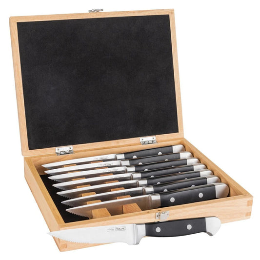Viking Steak Knife Set ABS Polymer Handle 8-Piece Set W/ Box