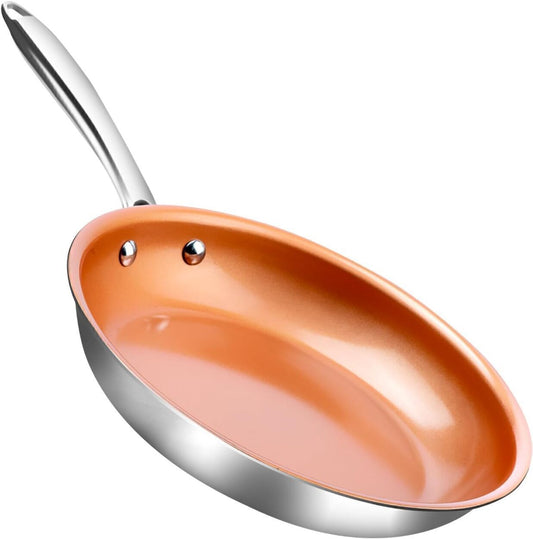 Premium Nonstick Tri-Ply Stainless Steel Skillet 10" Fry Pan
